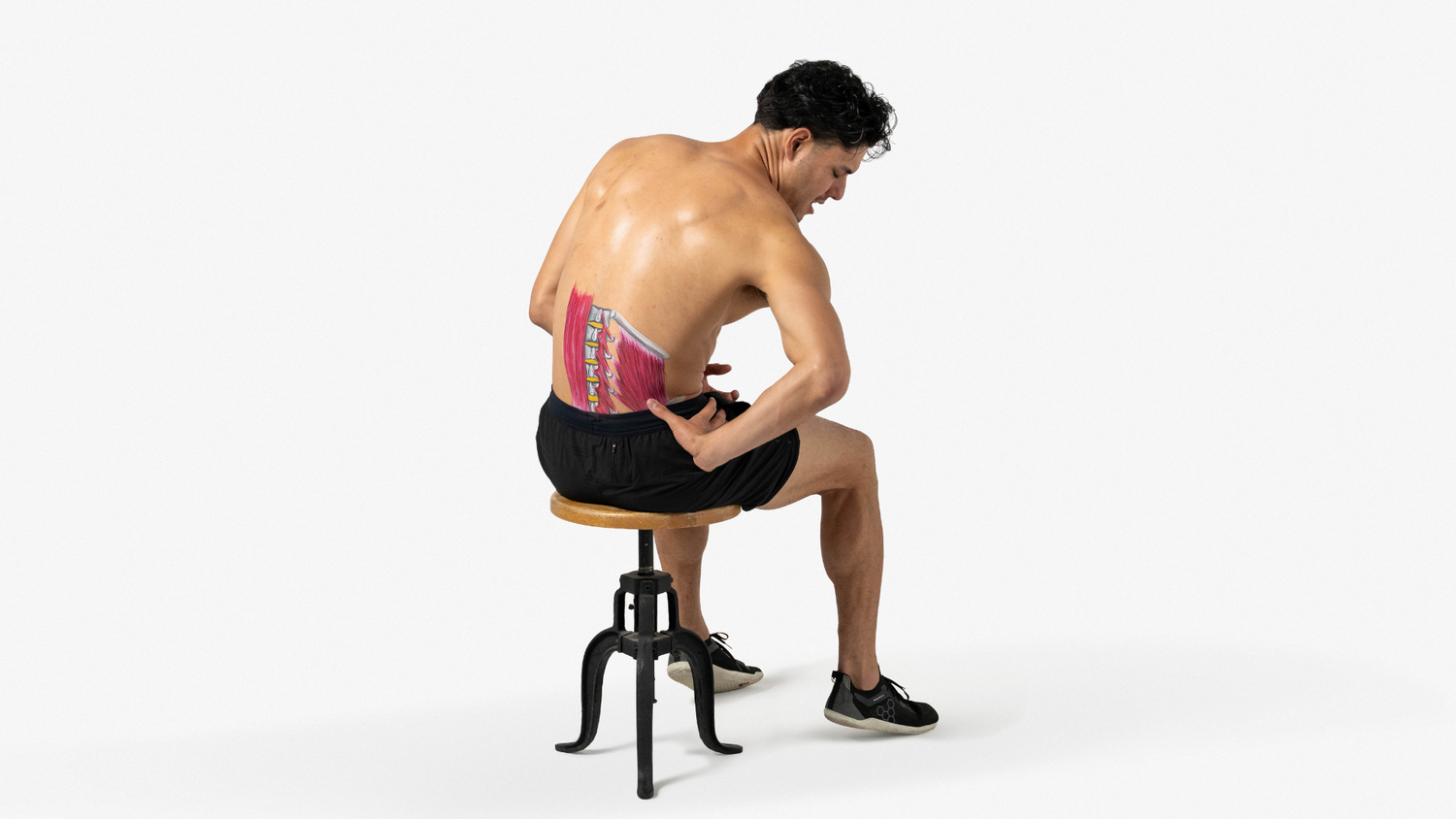 model with back pain and poor posture